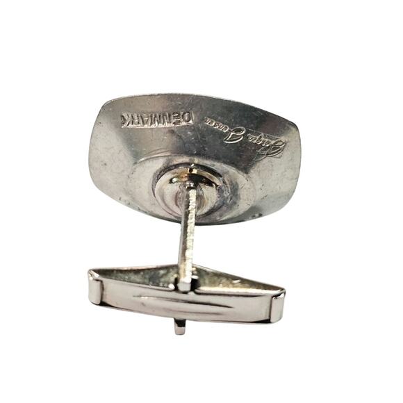 Vintage Jorgen Jensen Denmark Pewter & Green Glass Cufflinks - Picture 3 of 4